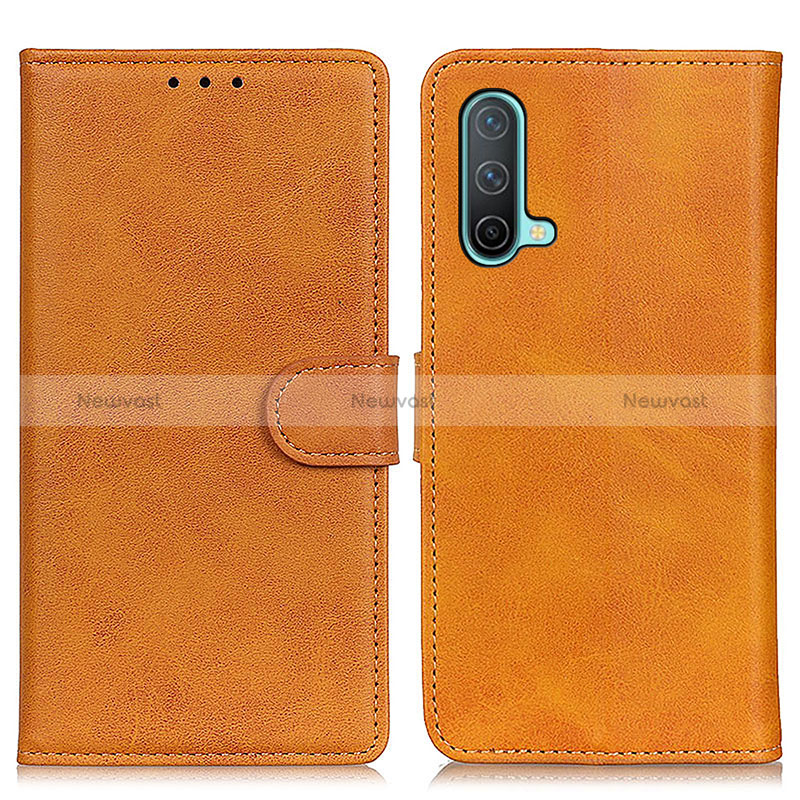 Leather Case Stands Flip Cover Holder A05D for OnePlus Nord CE 5G Brown