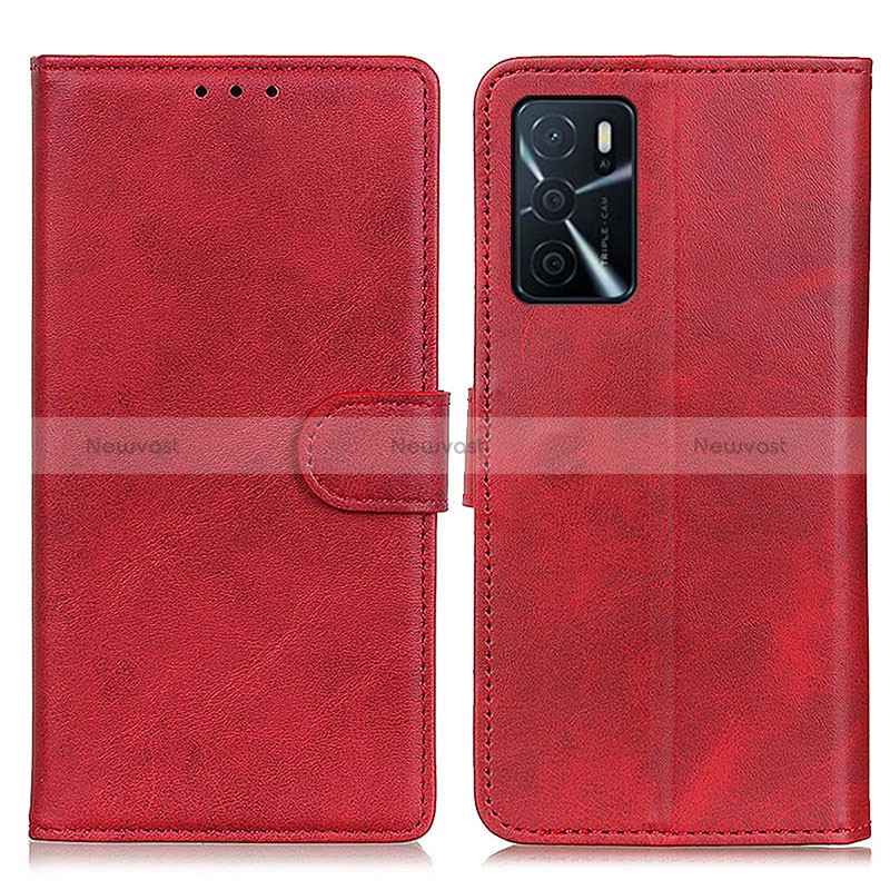 Leather Case Stands Flip Cover Holder A05D for Oppo A54s Red