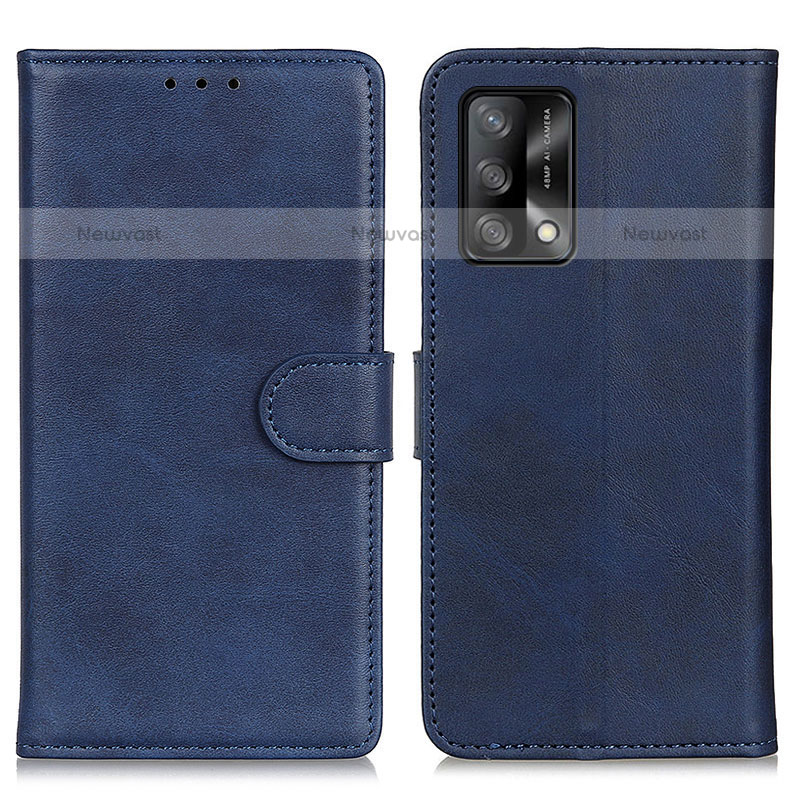 Leather Case Stands Flip Cover Holder A05D for Oppo A74 4G Blue