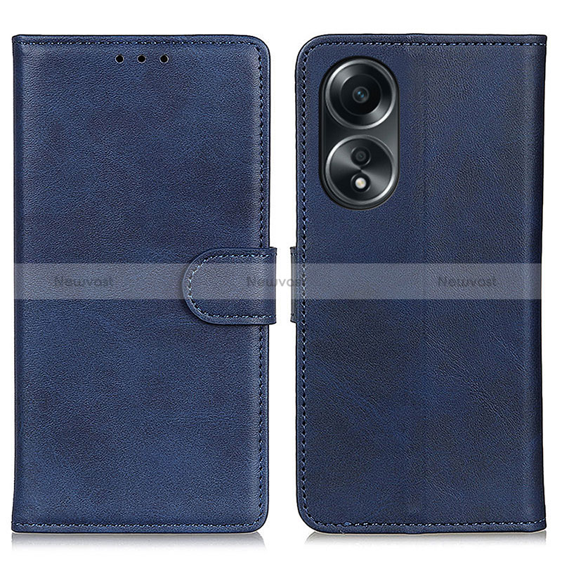 Leather Case Stands Flip Cover Holder A05D for Oppo A78 4G Blue