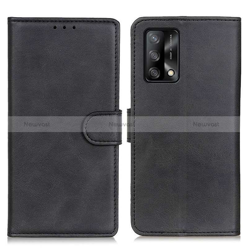 Leather Case Stands Flip Cover Holder A05D for Oppo F19 Black