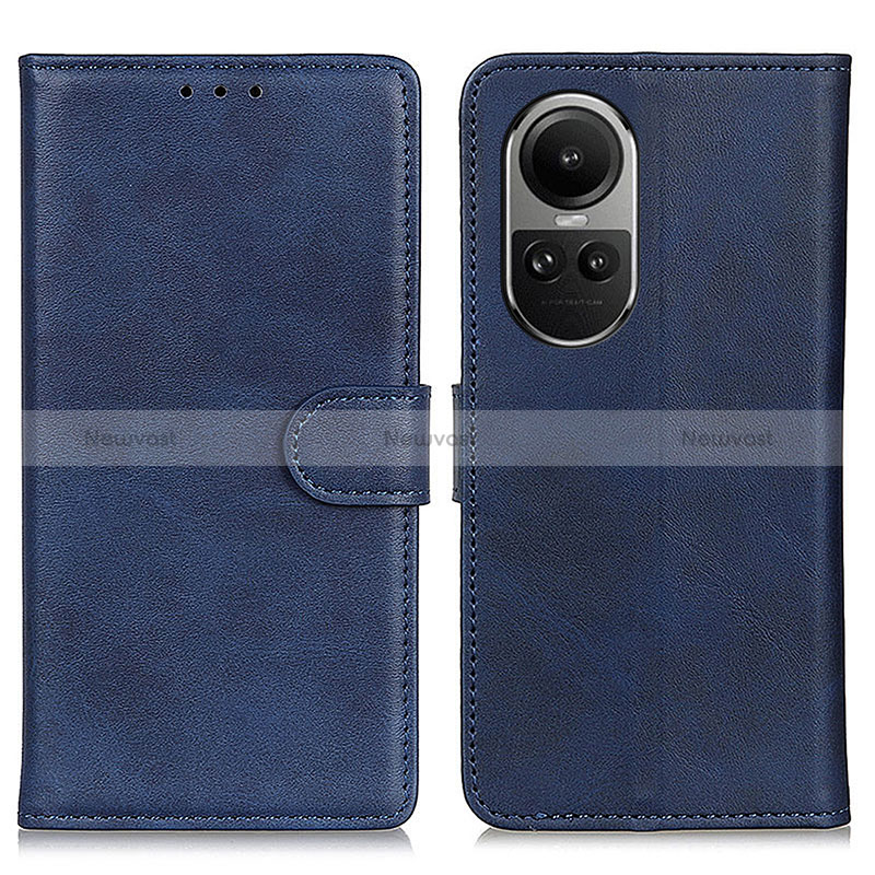 Leather Case Stands Flip Cover Holder A05D for Oppo Reno10 5G Blue