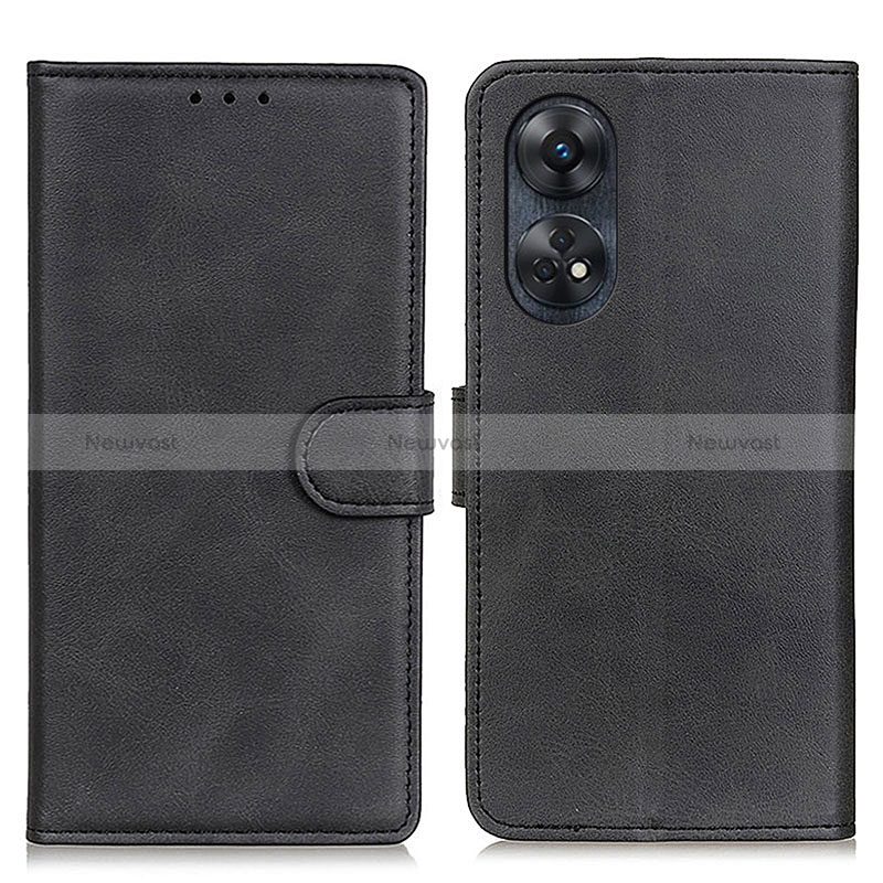Leather Case Stands Flip Cover Holder A05D for Oppo Reno8 T 4G Black