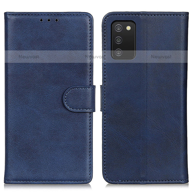 Leather Case Stands Flip Cover Holder A05D for Samsung Galaxy A02s Blue