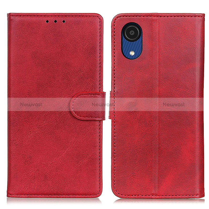 Leather Case Stands Flip Cover Holder A05D for Samsung Galaxy A03 Core Red