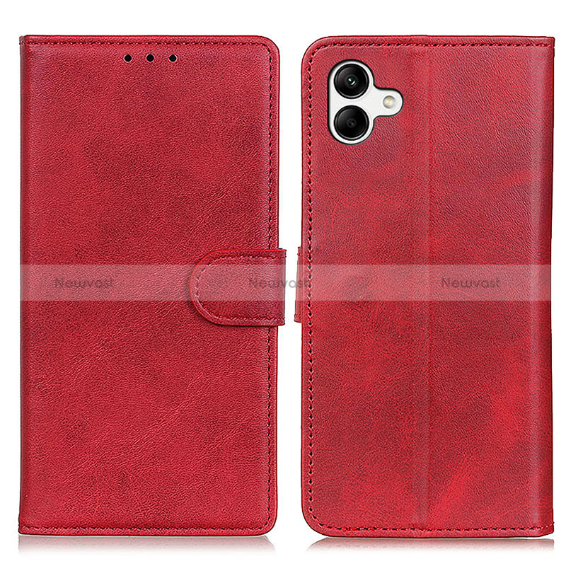 Leather Case Stands Flip Cover Holder A05D for Samsung Galaxy A05 Red