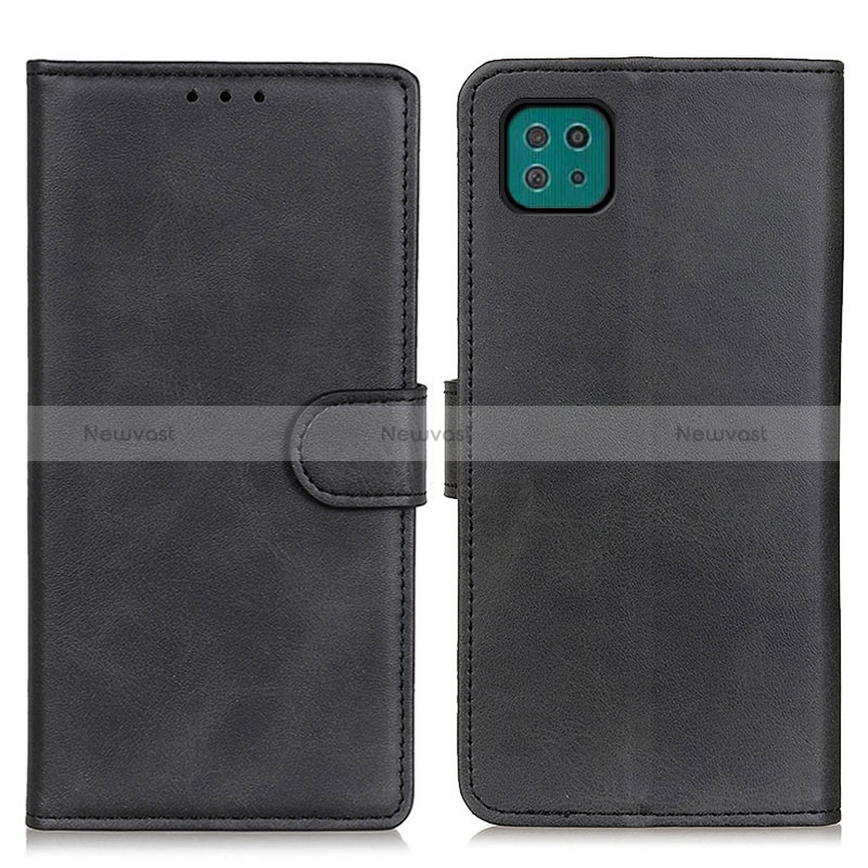 Leather Case Stands Flip Cover Holder A05D for Samsung Galaxy A22 5G Black
