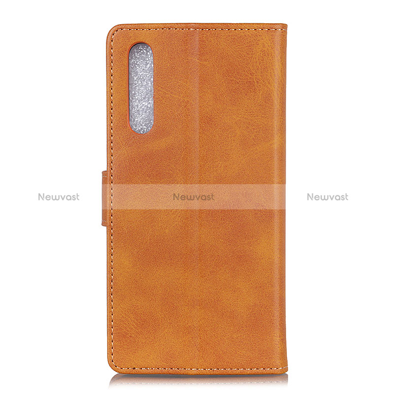 Leather Case Stands Flip Cover Holder A05D for Samsung Galaxy M02 Brown