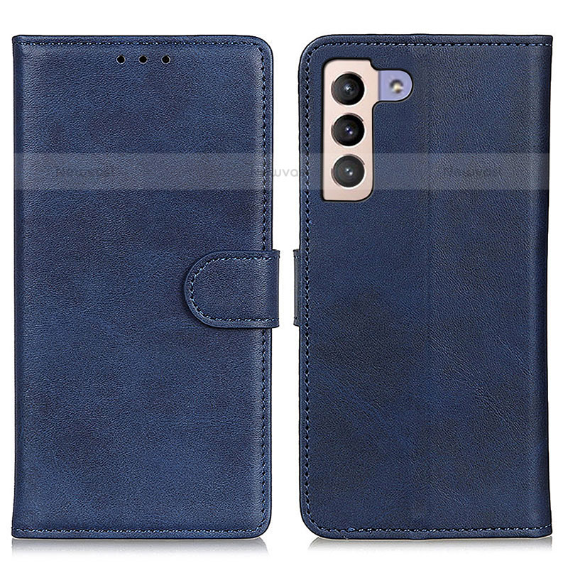 Leather Case Stands Flip Cover Holder A05D for Samsung Galaxy S21 5G Blue