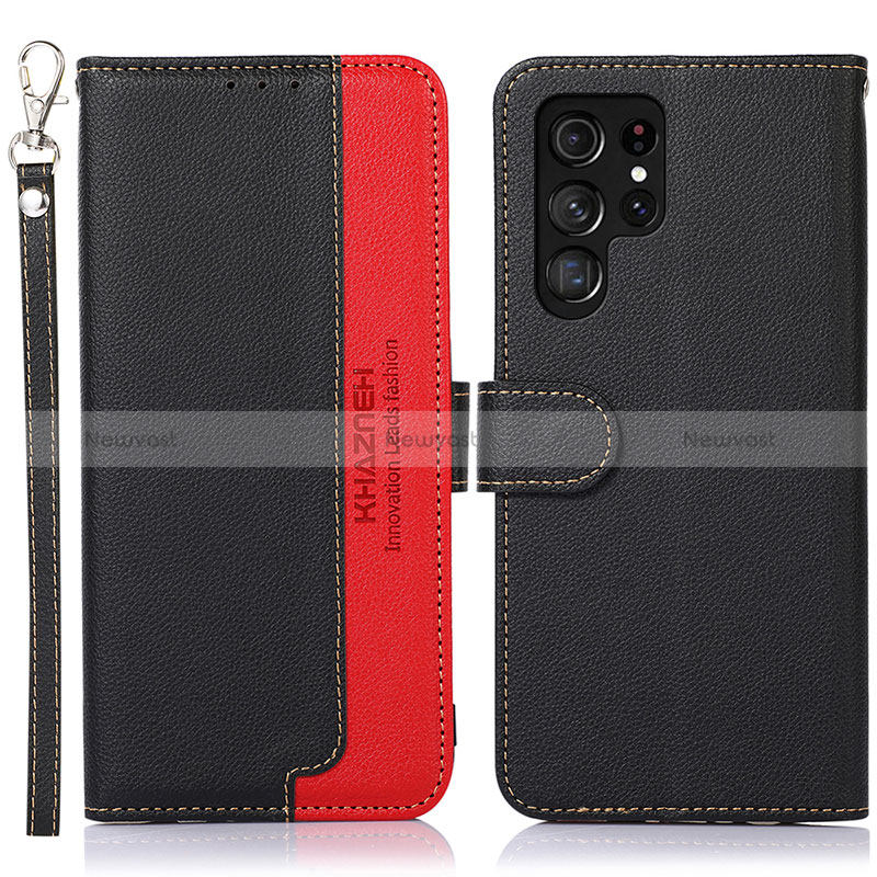 Leather Case Stands Flip Cover Holder A05D for Samsung Galaxy S24 Ultra 5G