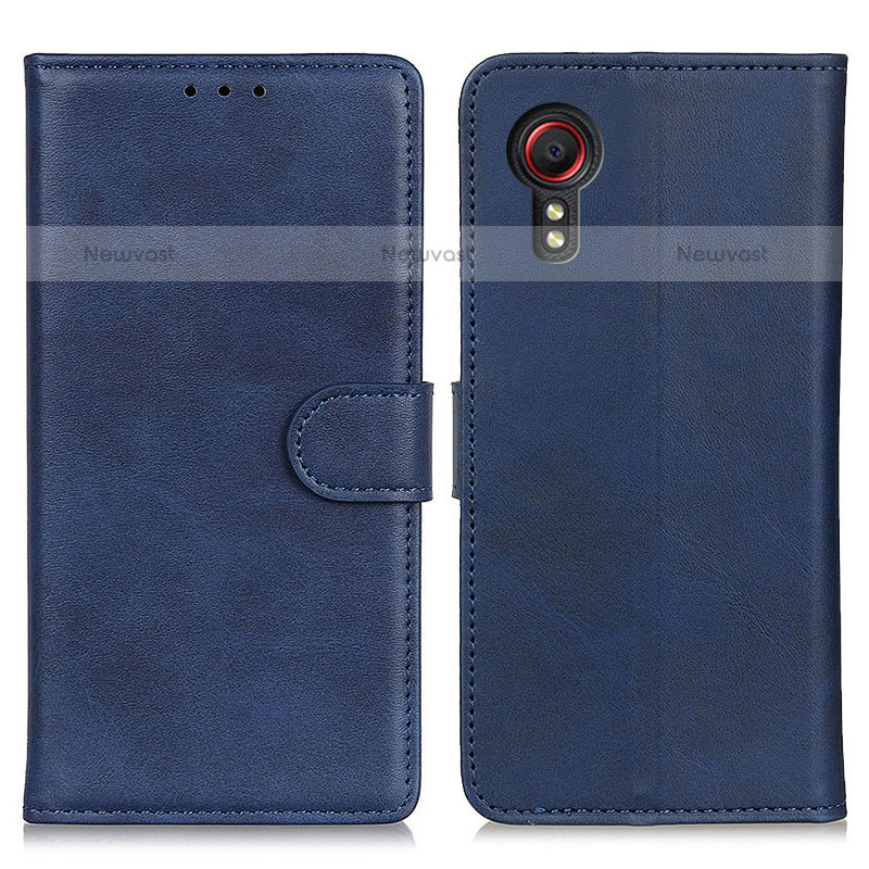 Leather Case Stands Flip Cover Holder A05D for Samsung Galaxy XCover 5 SM-G525F Blue