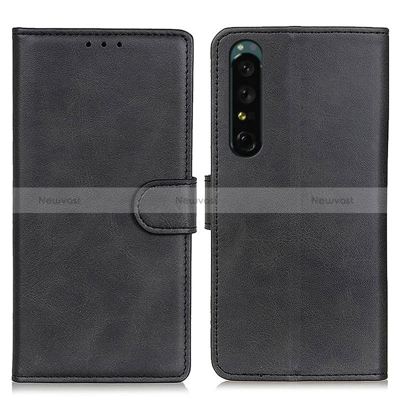 Leather Case Stands Flip Cover Holder A05D for Sony Xperia 1 IV Black