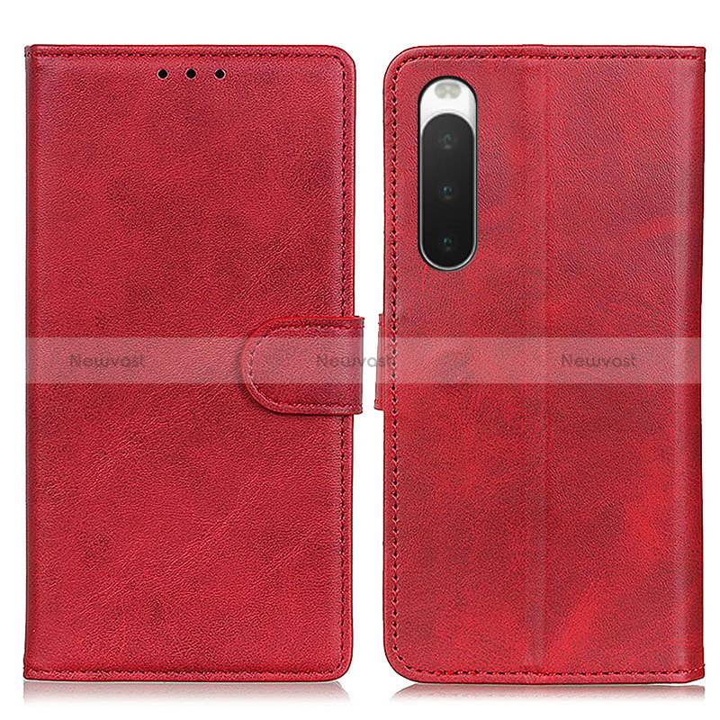 Leather Case Stands Flip Cover Holder A05D for Sony Xperia 10 IV Red