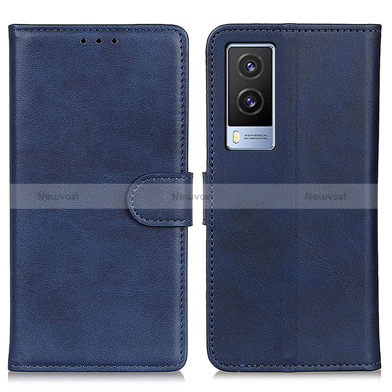 Leather Case Stands Flip Cover Holder A05D for Vivo V21e 5G Blue