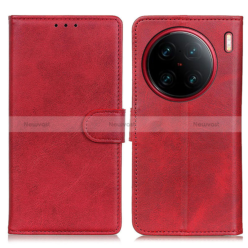 Leather Case Stands Flip Cover Holder A05D for Vivo X90 Pro+ Plus 5G Red