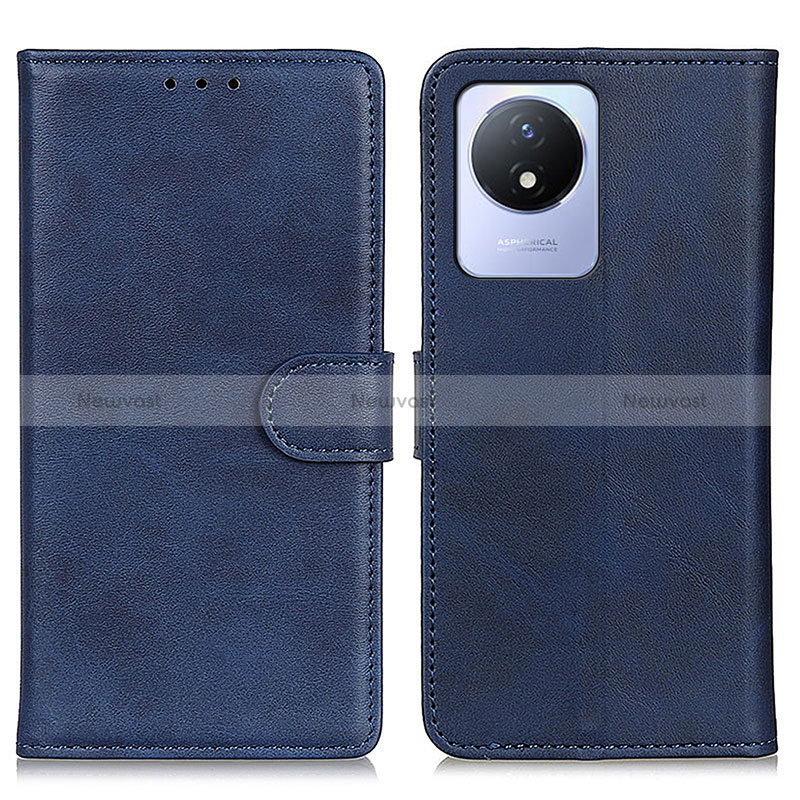 Leather Case Stands Flip Cover Holder A05D for Vivo Y02A Blue