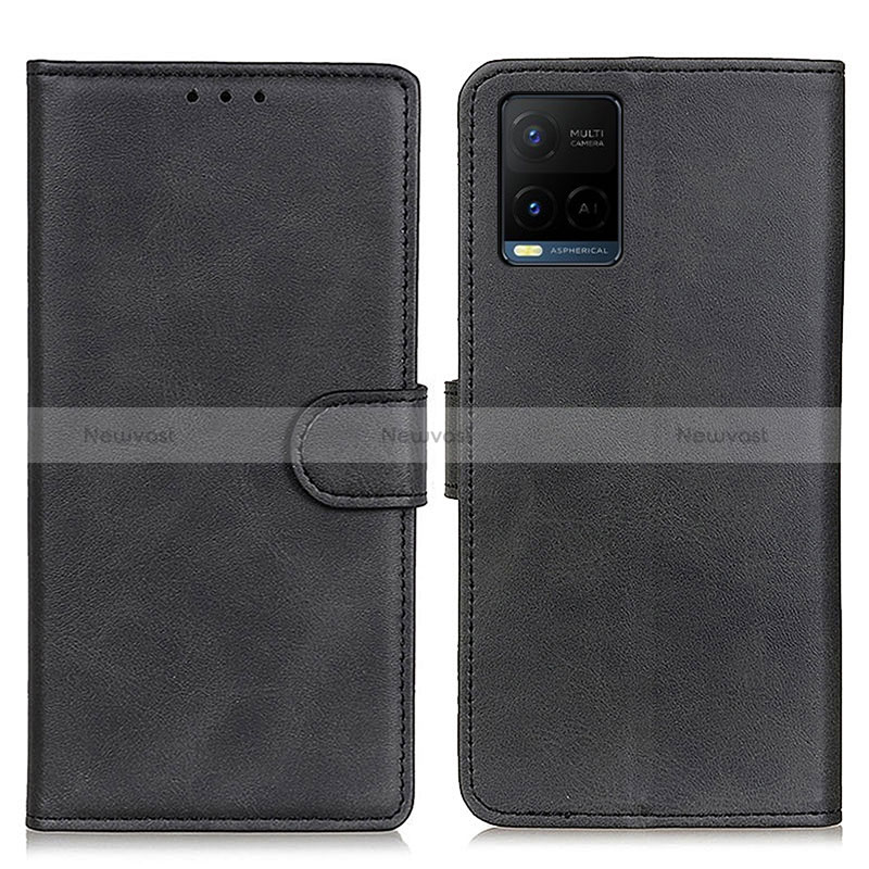 Leather Case Stands Flip Cover Holder A05D for Vivo Y33s Black