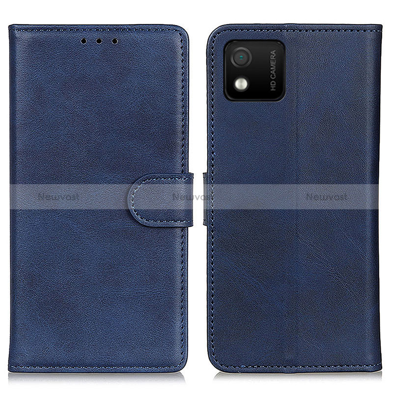 Leather Case Stands Flip Cover Holder A05D for Wiko Y52 Blue