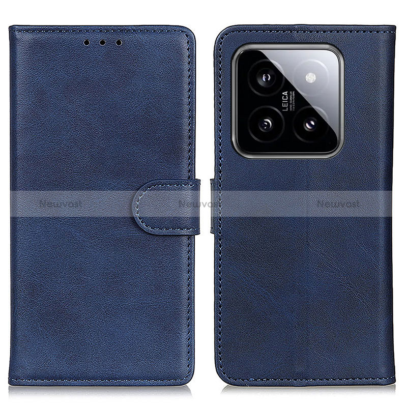 Leather Case Stands Flip Cover Holder A05D for Xiaomi Mi 14 Pro 5G Blue