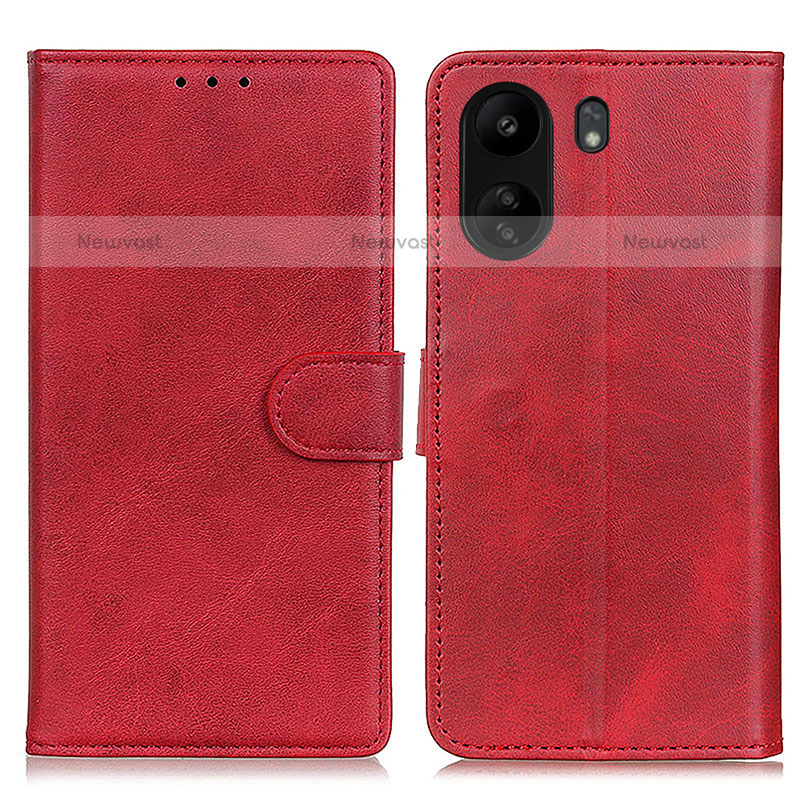 Leather Case Stands Flip Cover Holder A05D for Xiaomi Poco C65 Red