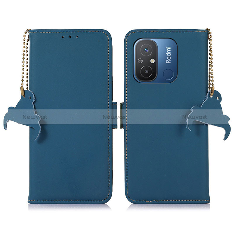 Leather Case Stands Flip Cover Holder A05D for Xiaomi Redmi 11A 4G Blue