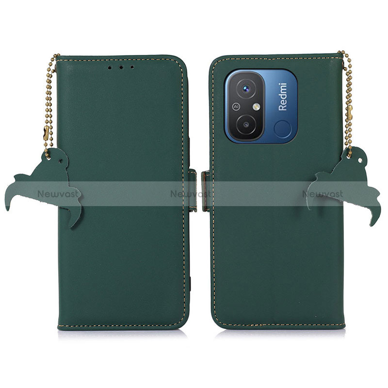 Leather Case Stands Flip Cover Holder A05D for Xiaomi Redmi 11A 4G Green