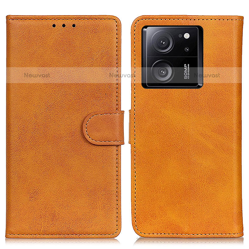 Leather Case Stands Flip Cover Holder A05D for Xiaomi Redmi K60 Ultra 5G Brown