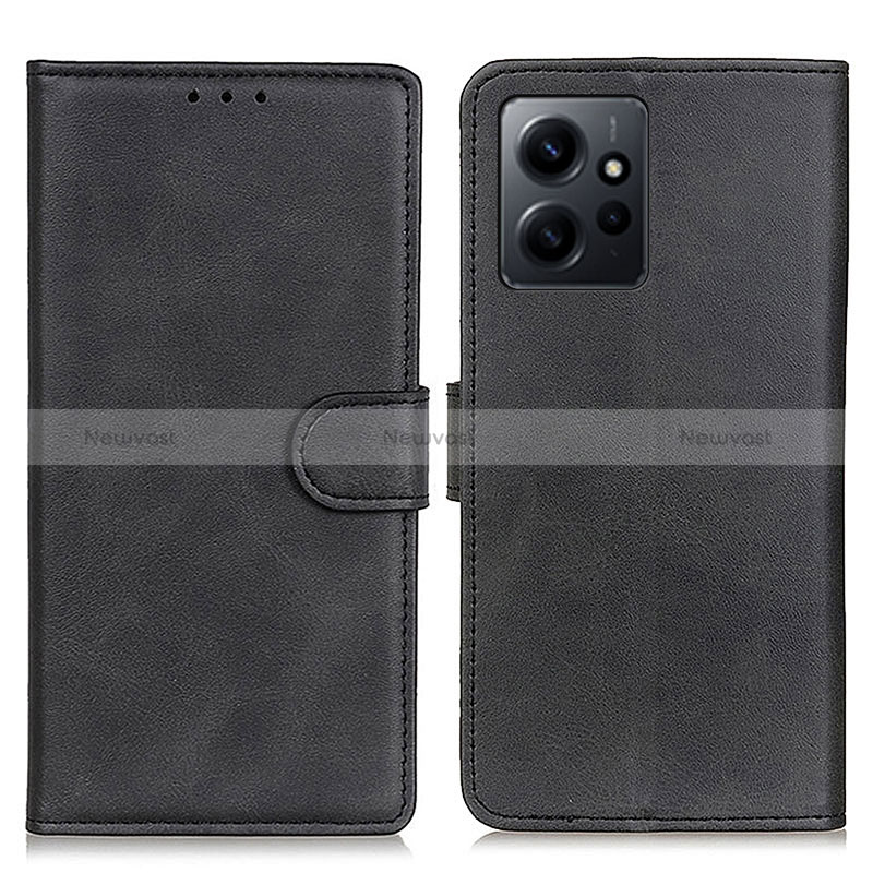 Leather Case Stands Flip Cover Holder A05D for Xiaomi Redmi Note 12 4G Black