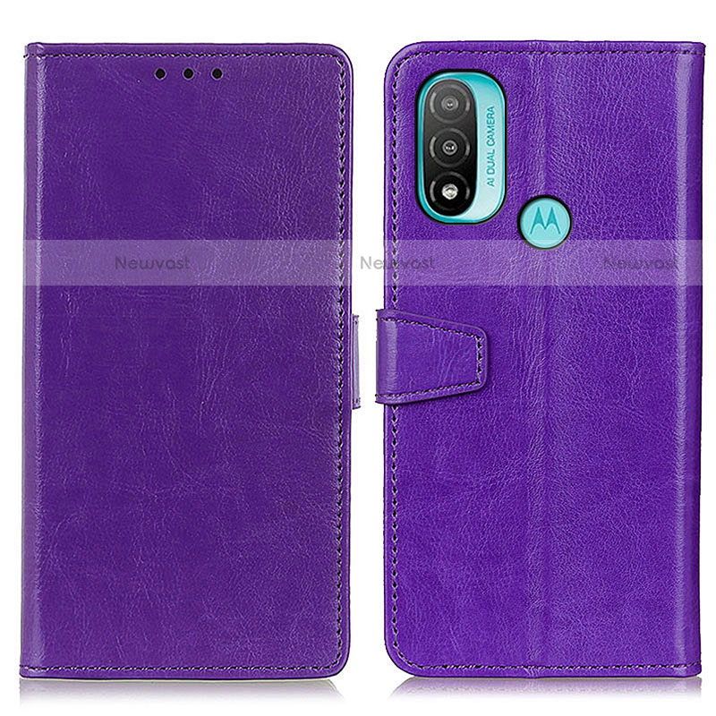 Leather Case Stands Flip Cover Holder A06D for Motorola Moto E30 Purple