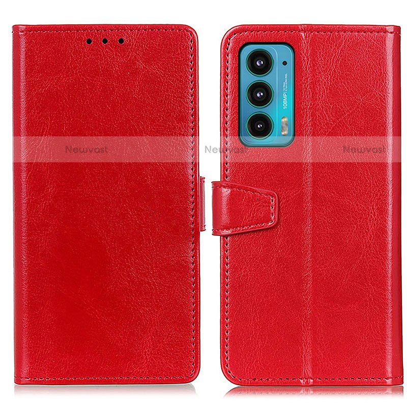 Leather Case Stands Flip Cover Holder A06D for Motorola Moto Edge 20 5G Red