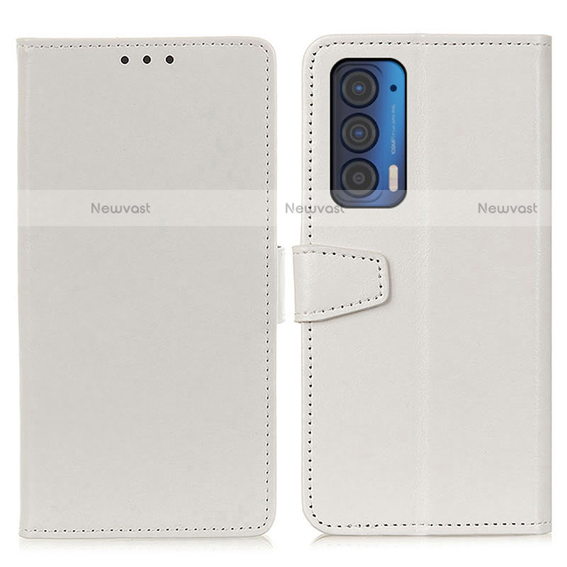 Leather Case Stands Flip Cover Holder A06D for Motorola Moto Edge (2021) 5G White