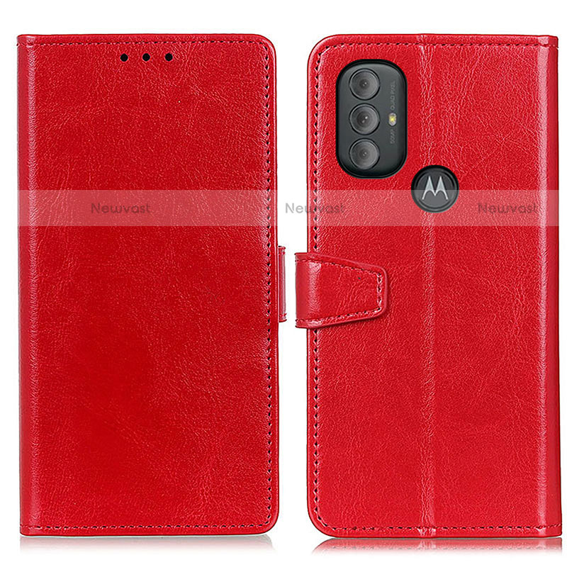 Leather Case Stands Flip Cover Holder A06D for Motorola Moto G Play (2023) Red