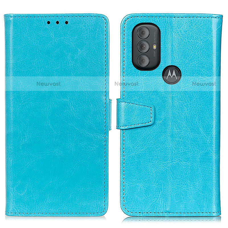 Leather Case Stands Flip Cover Holder A06D for Motorola Moto G Play Gen 2 Sky Blue