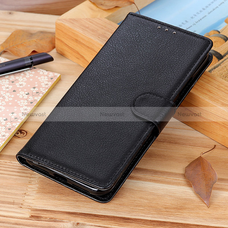 Leather Case Stands Flip Cover Holder A06D for Motorola Moto G14 Black