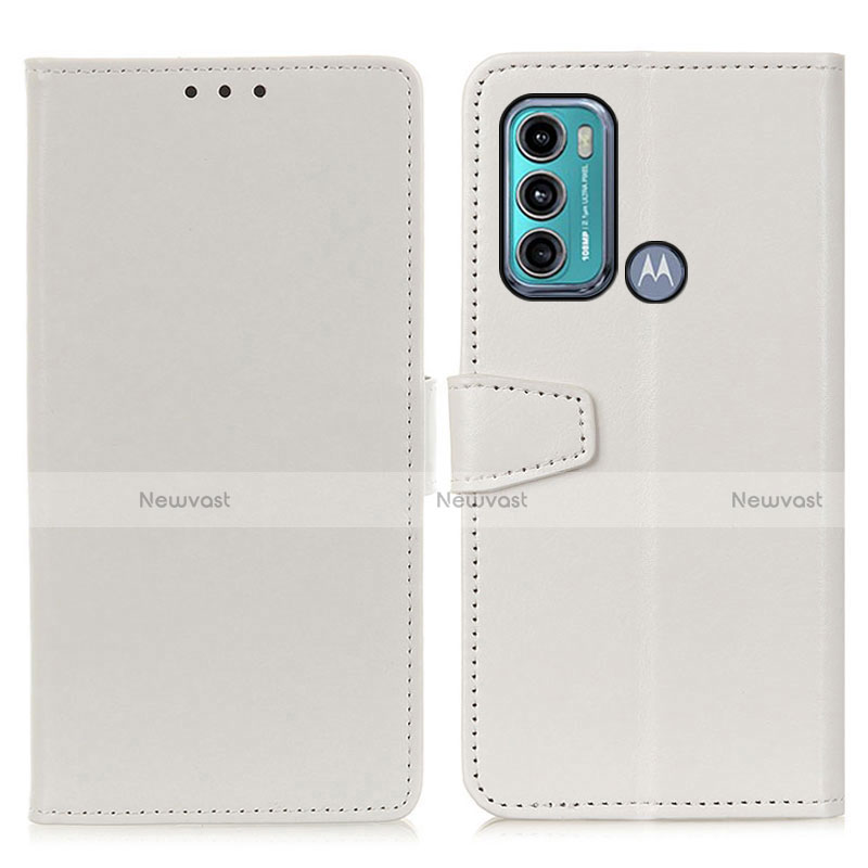 Leather Case Stands Flip Cover Holder A06D for Motorola Moto G40 Fusion White