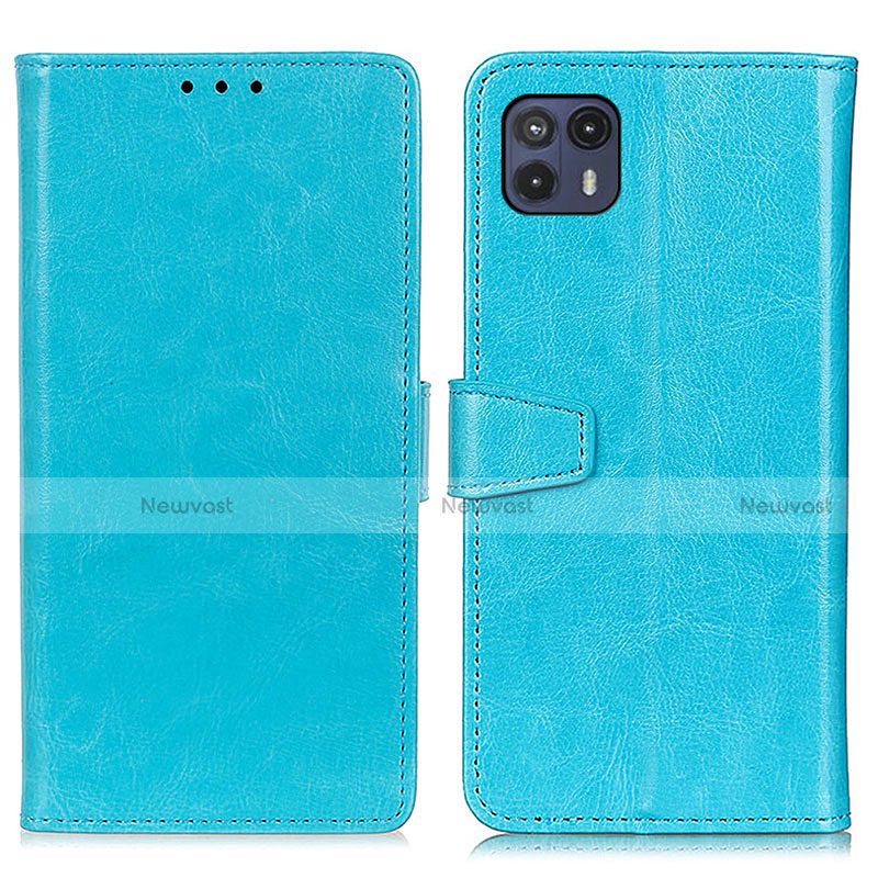 Leather Case Stands Flip Cover Holder A06D for Motorola Moto G50 5G Sky Blue