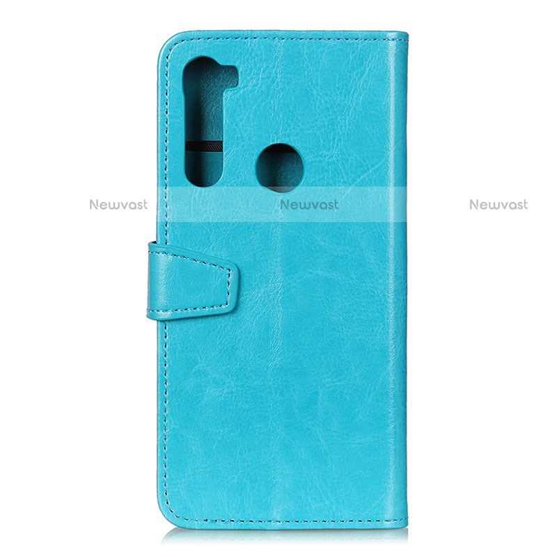 Leather Case Stands Flip Cover Holder A06D for Motorola Moto One Fusion Plus Sky Blue