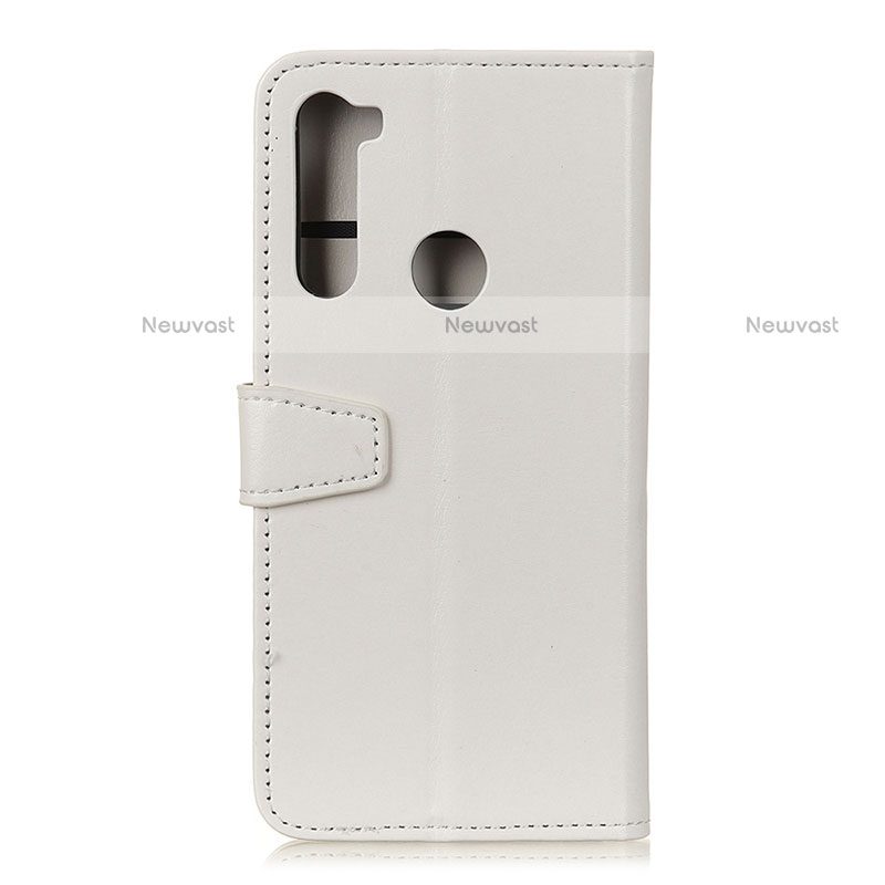 Leather Case Stands Flip Cover Holder A06D for Motorola Moto One Fusion Plus White