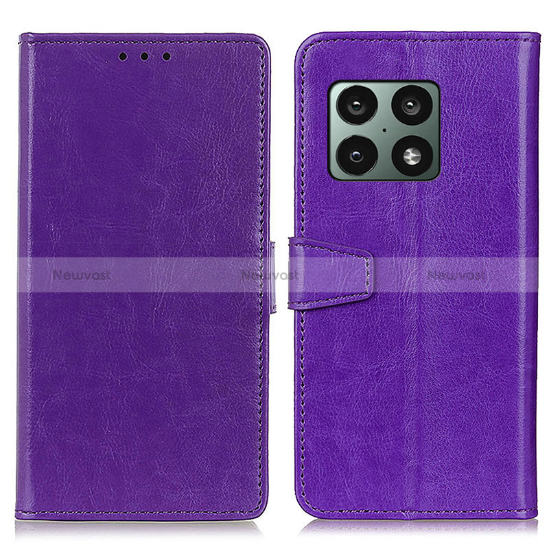 Leather Case Stands Flip Cover Holder A06D for OnePlus 10 Pro 5G Purple