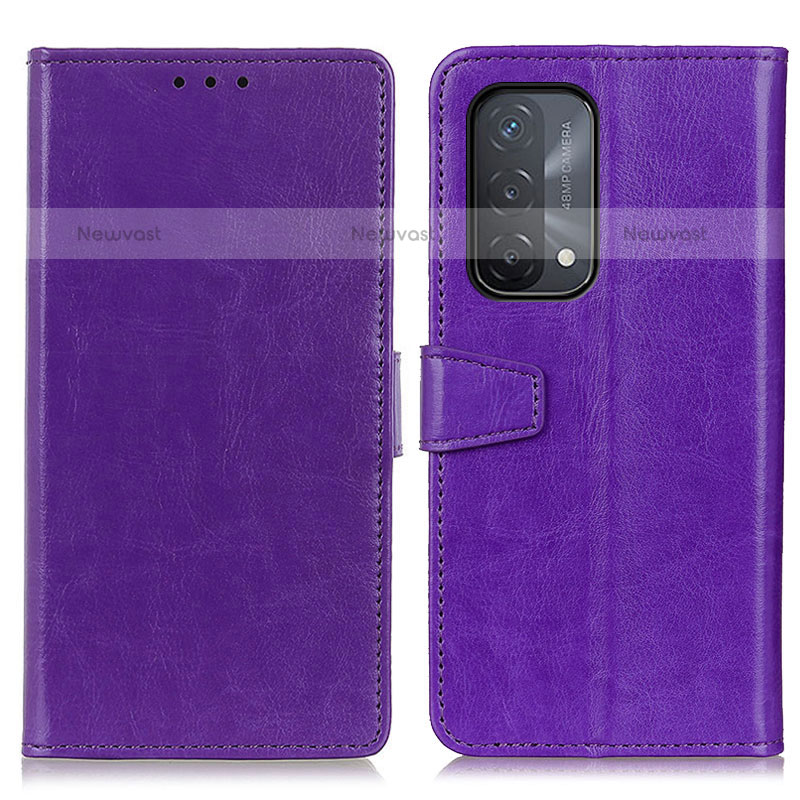 Leather Case Stands Flip Cover Holder A06D for OnePlus Nord N200 5G Purple