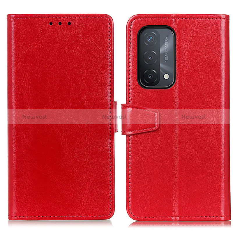 Leather Case Stands Flip Cover Holder A06D for Oppo A74 5G Red
