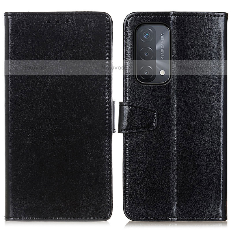 Leather Case Stands Flip Cover Holder A06D for Oppo A93 5G Black