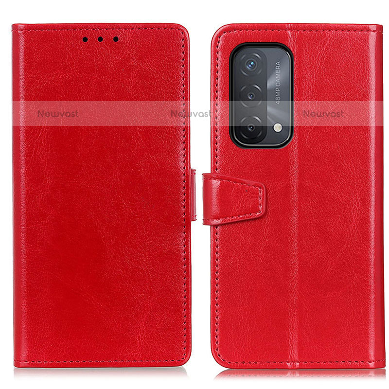 Leather Case Stands Flip Cover Holder A06D for Oppo A93 5G Red