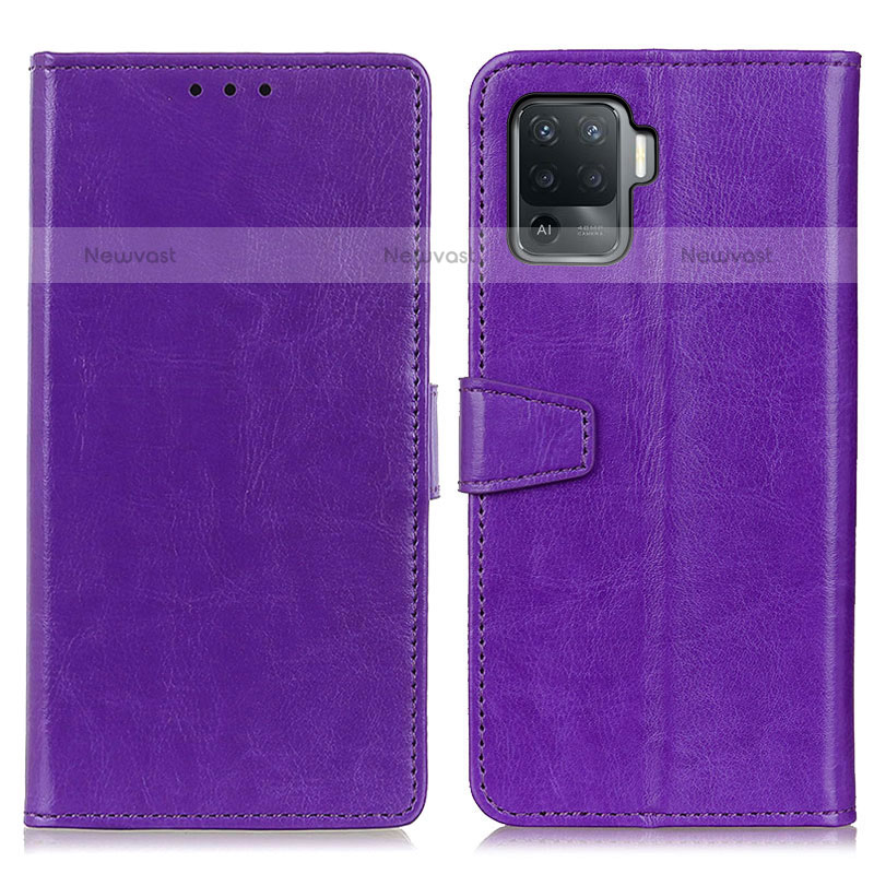 Leather Case Stands Flip Cover Holder A06D for Oppo A94 4G Purple