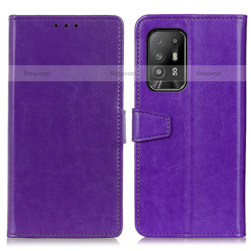 Leather Case Stands Flip Cover Holder A06D for Oppo A94 5G Purple