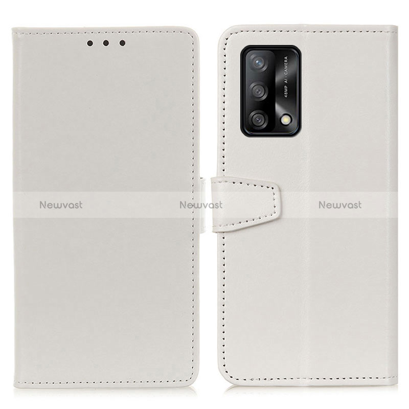 Leather Case Stands Flip Cover Holder A06D for Oppo A95 4G White