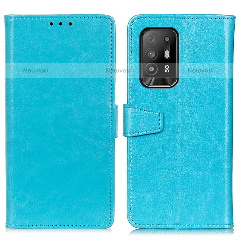 Leather Case Stands Flip Cover Holder A06D for Oppo A95 5G Sky Blue