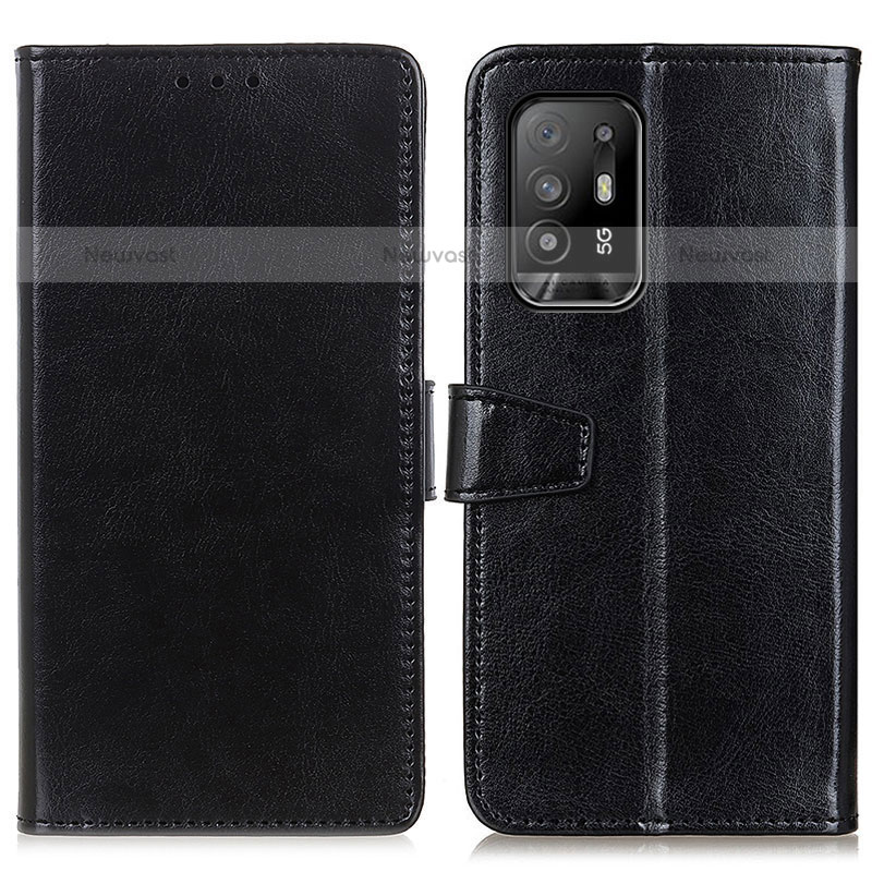 Leather Case Stands Flip Cover Holder A06D for Oppo F19 Pro+ Plus 5G Black