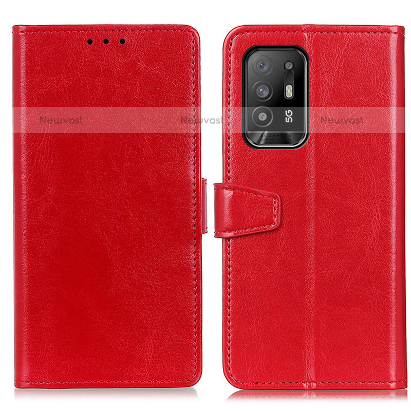 Leather Case Stands Flip Cover Holder A06D for Oppo F19 Pro+ Plus 5G Red