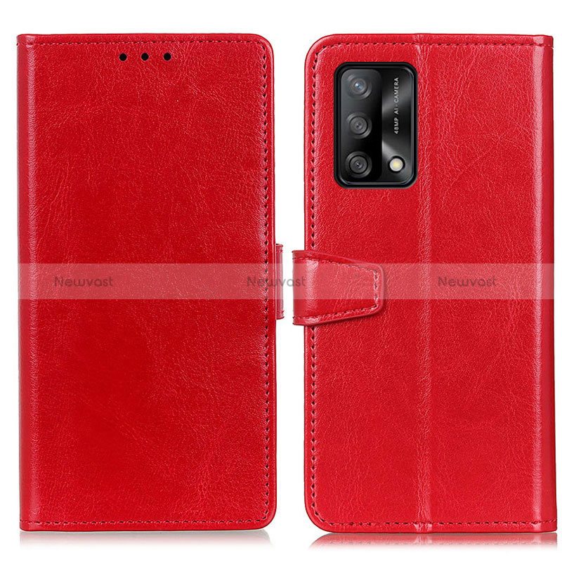 Leather Case Stands Flip Cover Holder A06D for Oppo F19s Red